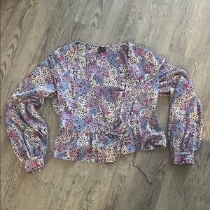 Vero Moda Floral Wrap Blouse - Lavender and Pink